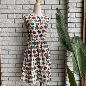 Colourful turtle crossing printed dress summer print vacation